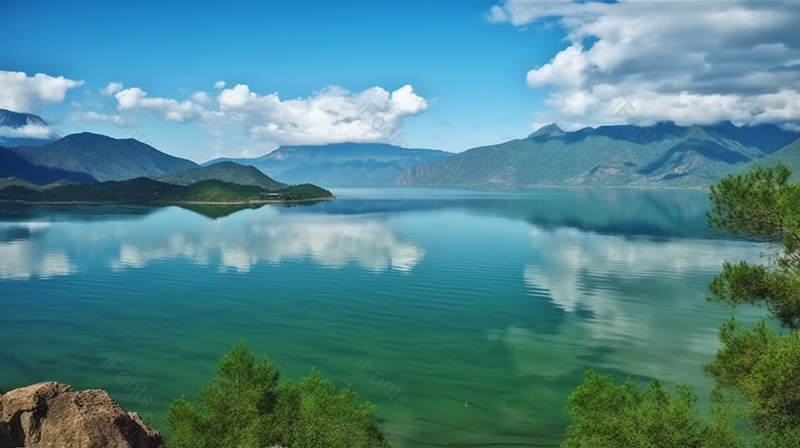 篮绿色深不见底湖光天色山水风景背景,高清,摄影图,摄影图片,图片大全,摄影图免费下载